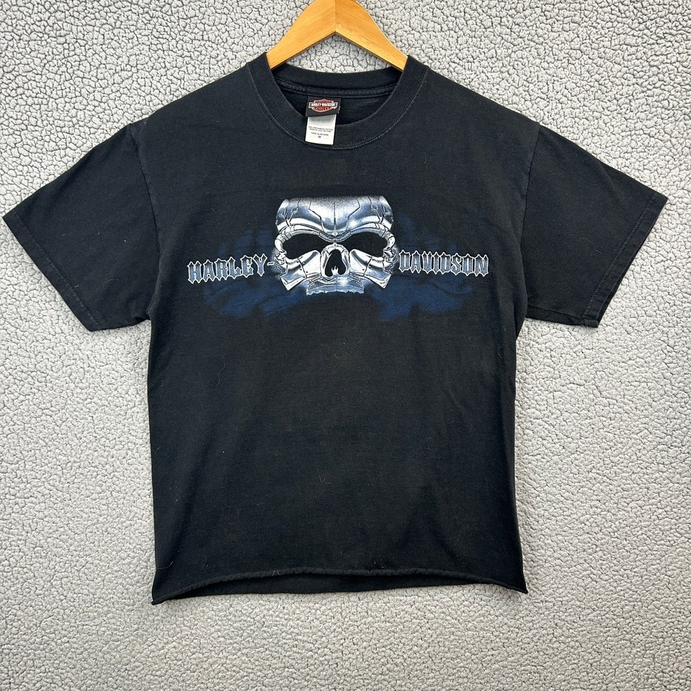 Harley-Davidson Men's Black M‎ T-Shirt Skull Motorcycle Graphic Cotton Casper WY